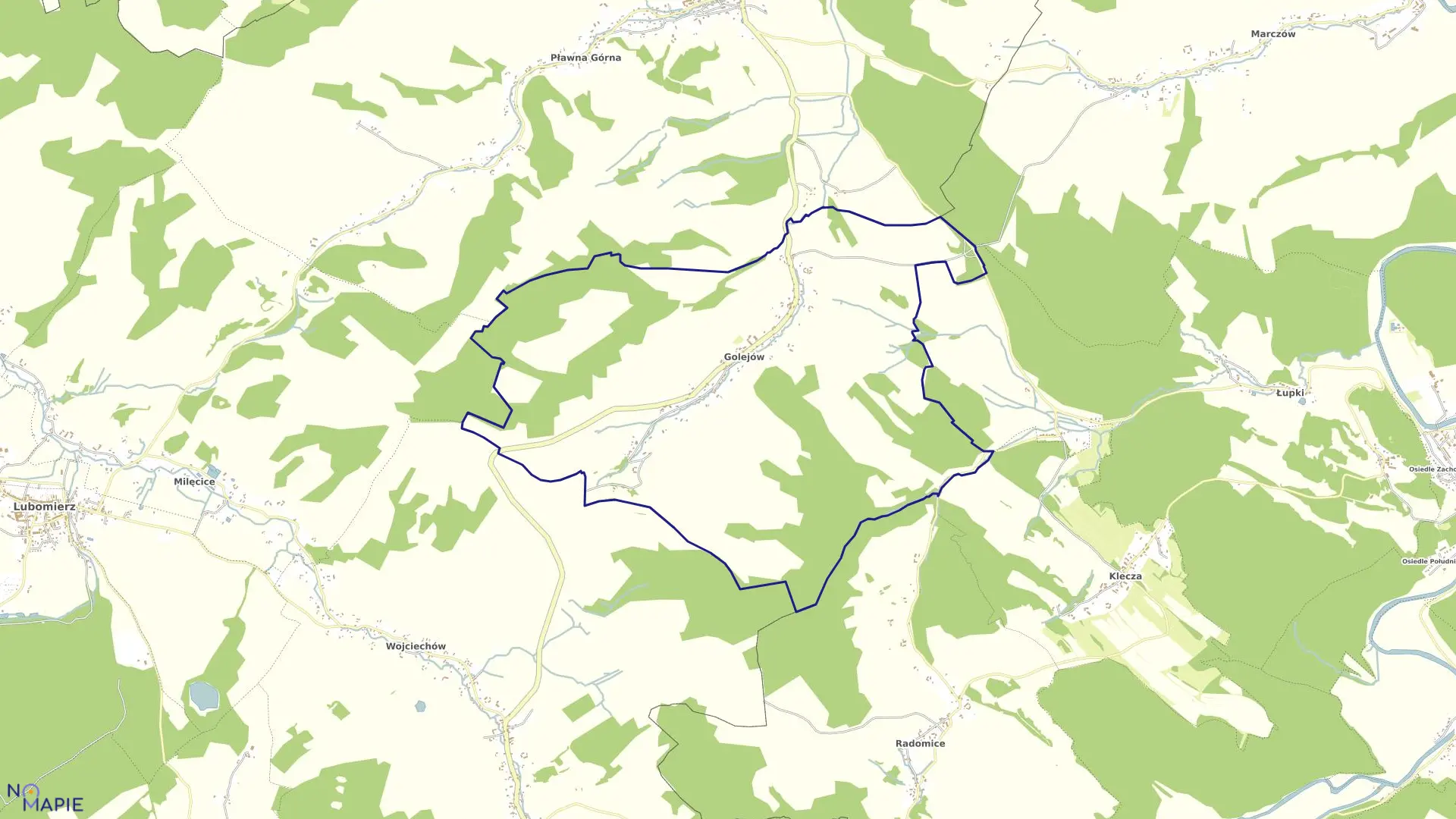 Mapa obrębu GOLEJÓW w gminie Lubomierz