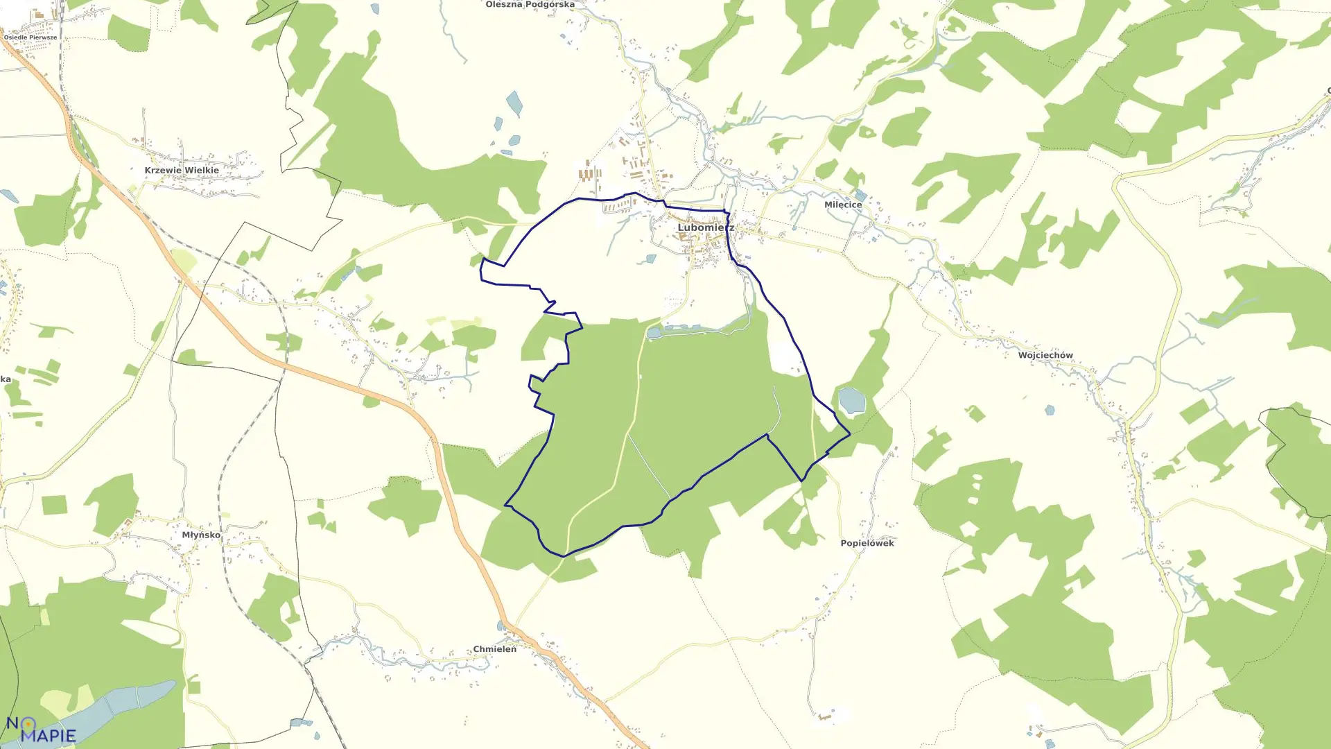 Mapa obrębu LUBOMIERZ 1 w gminie Lubomierz