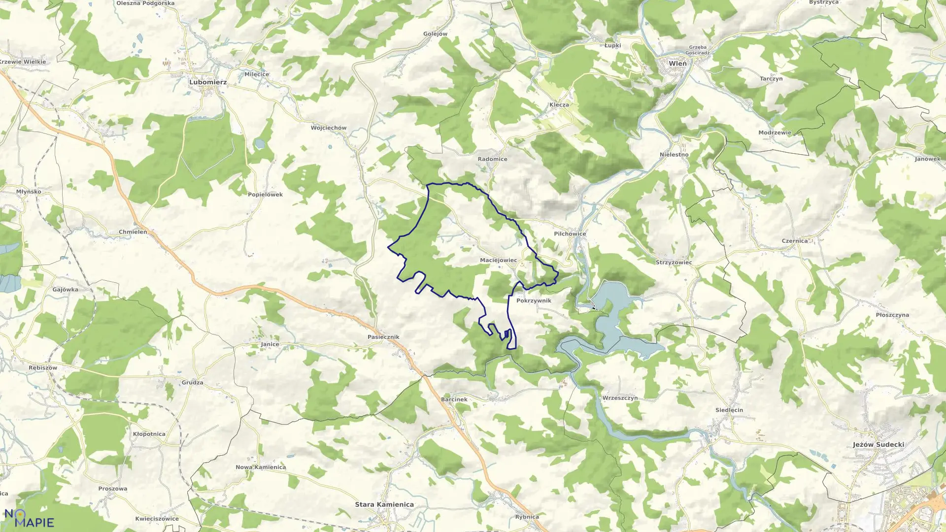 Mapa obrębu MACIEJOWIEC w gminie Lubomierz