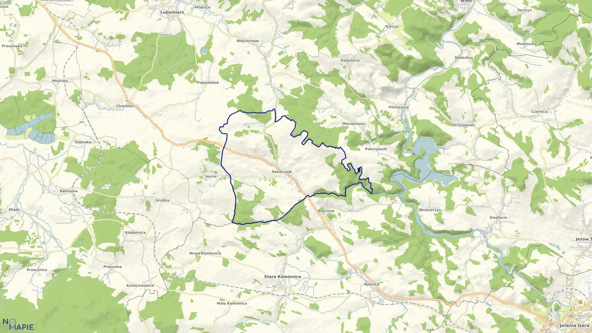 Mapa obrębu PASIECZNIK w gminie Lubomierz
