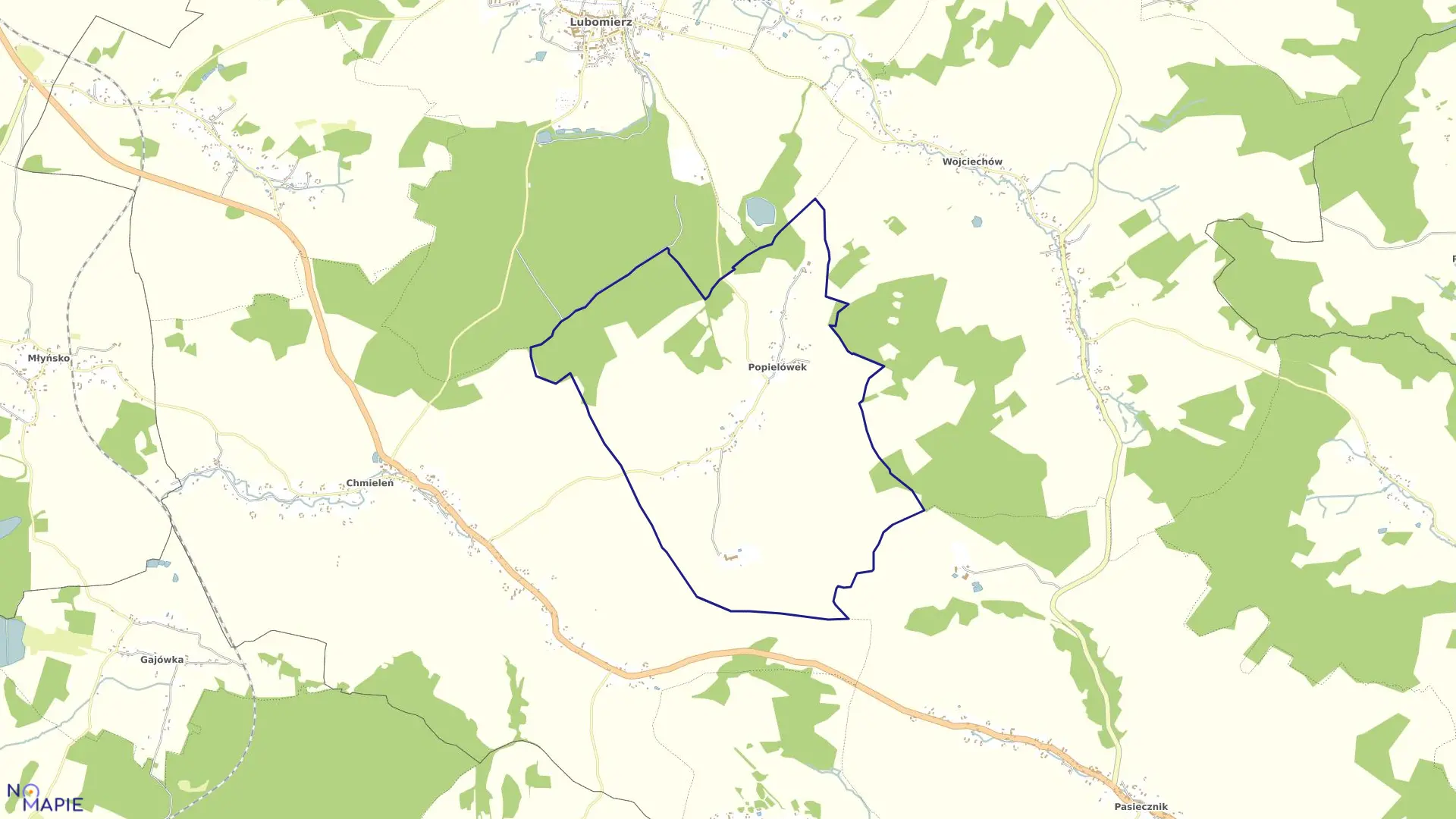 Mapa obrębu POPIELÓWEK w gminie Lubomierz